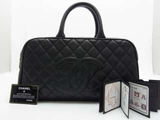 CHANEL CC Leather Hand BAG Purse Authentic Black CAVIAR Auth  