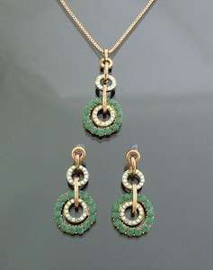 Vintage st Darken GP Green Crystal Earring Necklace set  