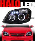 BLACK DRL LED 2*HALO RIMS PROJECTOR HEAD LIGHTS SIGNAL 2005 2010 CHEVY 