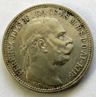 Hungary 1 Korona silver coin 1912 km#492 nice grade  