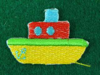 TINY CUTE SHIP BOAT IRON ON PATCH EMBROIDERED I289  
