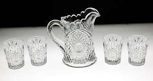 EAPG Indiana Oval Star #300 Childs Pitcher Tumbler Set  