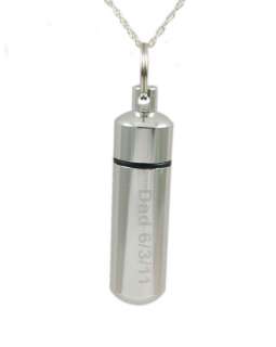 Cremation Cylinder Urn Necklace Free Engraving jewelry  