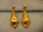 VINTAGE ESTATE 18 KT GOLD DIAMONDS PERSIAN TURQUOISE EARRINGS  