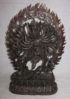 Old Tibet Tibetan Purple Bronze Kalachakra Statue  