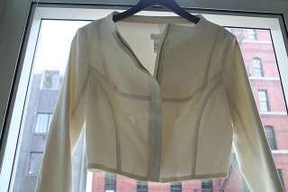 NARCISO RODRIGUEZ White Cotton Bolero Jacket w/ Covered Zipper Closure 
