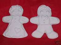 Ceramic Bisque Boy and Girl Gingerbread Magnets  