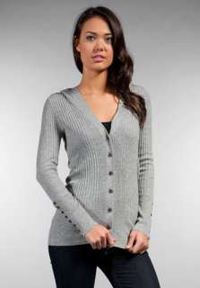 JUICY COUTURE Cashmere Rib Hooded Cardigan in Heather Cozy at Revolve 