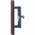 in. Black Sliding Glass Door Handle with Wooden Pull