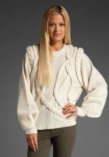 STINE GOYA Snake Cable Knit Sweater in Winter White at Revolve 