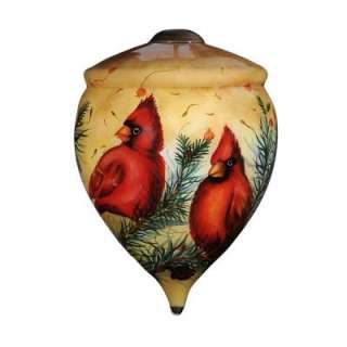 NeQwa Art Cardinal Gathering 5 in.Inside Hand Painted Glass Christmas 