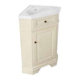 Richmond 26 in. Corner Vanity in Parchment with Vitreous China Vanity 