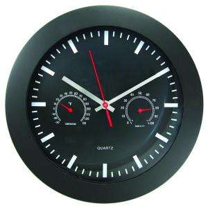 Timekeeper Products 12 in. Round Black Frame Black Dial temperature 