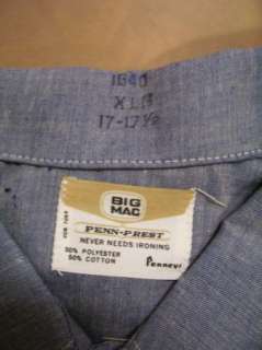 VTG Big Mac Chambray Cotton Work Shirt Sz XL 70s NOS  