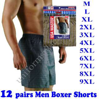 12 pairs Mens BOXER SHORTS Underwear Plaid big size New  