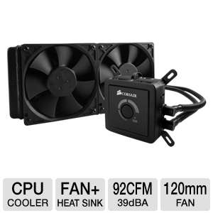 Corsair CWCH100 Hydro H100 CPU Liquid Cooler   120mm Fan, LGA775 