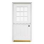 36 in. x 80 in. White Prehung Left Hand Inswing Mahogany Type Exterior 
