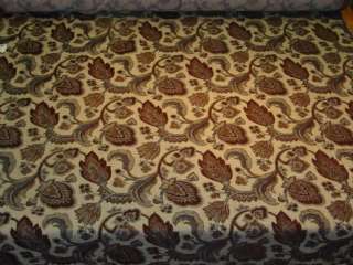 Brown Blue White Paisley Pattern Upholstery Fabric bty  