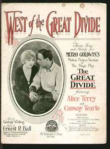 Great Divide 1924 ALICE TERRY Silent Film Sheet Music  