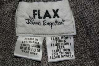 NWOT FLAX BY JEANNE ENGELHART BLACK & GREY 100% LINEN TWEED CROP PANTS 