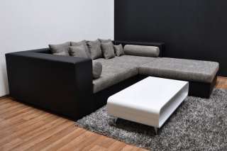 Design Couch Big Sofa XXL Wohnlandschaft & Hocker Leder  
