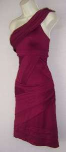MARC NEW YORK Fuchsia Stretch Spandex One Shoulder Lined Cocktail 