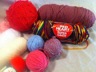 Lot 10 Yarn Skeins Balls Red Heart Crochet Crafts Knit Bargain  