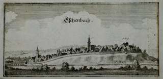 Eschenbach Bayern Ansicht Kupferstich MERIAN 1644  