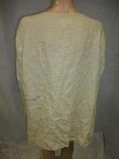 Flax Yellow Linen Button Up Tunic Blouse Top Generous Size 2G 2X 