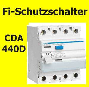 HAGER FI Schalter CDA440D 4polig 30mA/40A OVP ab Werk  