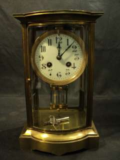   ANTIQUE FRENCH CRYSTAL REGULATOR CLOCK, BOW FRONT, c.1900  