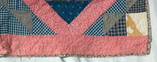 BEAUTIFUL ANTIQUE VARIATION OF DOUBLE T QUILT 1880s  