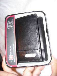 Swiss Army,Wenger Blk Trifold Polished Leather Wallet  