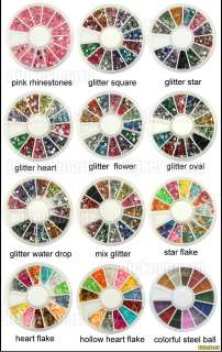  Rhinestones Glitters Acrylic Tips Decoration Manicure Wheel 20 styles