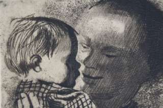   Kollwitz  original RADIERUNG Mutter mit Kind auf Arm, um 1950