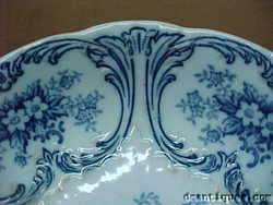 Antique Flow Blue Bowl w/ Flowers Bonn Meissen Germany  