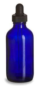 Cobalt Blue Glass Dropper Bottles 4 oz #12  