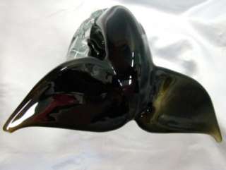 New Hand Blown Glass Whale Tail on Wave Paperweight  