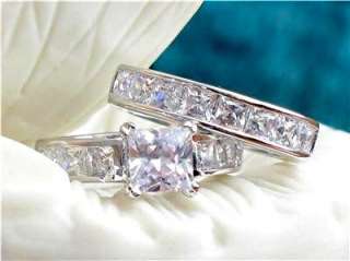 ct Princess CZ Wedding Band Ring Set Size 9  