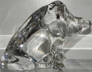 Unusual Signed Baccarat French Crystal Warthog Sculpture NR  