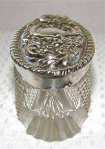 terling silver vanity jar up for auction is an antique dressing table 