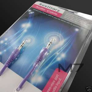 PURPLE AUXILIARY CABLE CORD for SAMSUNG PHONES   JACK 3.5mm CAR AUDIO 