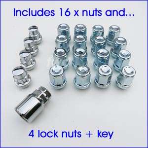 16 x Plain wheel nuts 4 x Locking wheel nuts 1 x Security key for 