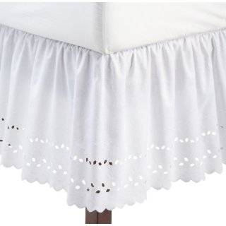 Fresh Ideas Eyelet Ruffled 14 Inch Drop Queen Bedskirt, White