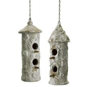 IMAX Weathered Concrete Hanging Bird Houses Set Of Two 