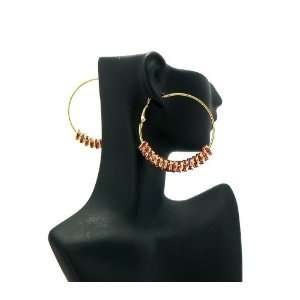 Basketball Wives POParazzi Inspired Rhinestone Rings Earring Gold/Pink 