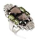   Butler 9.8ct Smoky Quartz and Peridot Art Deco Sterling Silver Ring