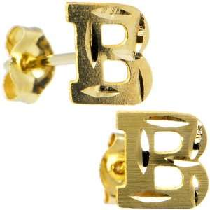 14K Yellow Gold Initial B Stud Earrings Jewelry