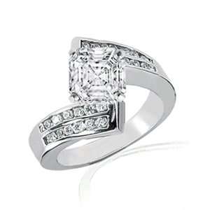  1.30 Ct Asscher Cut Diamond Engagement Ring Swirl Channel 