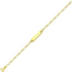 14K Yellow Gold 2.0mm Baby/Child ID Figaro Bracelet With Spring Ring 